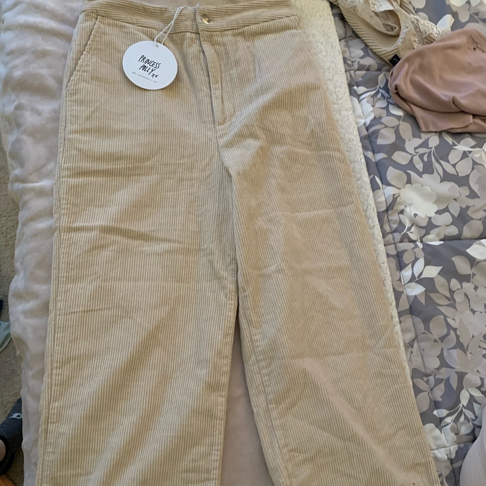 Corduroy wide straight leg pants